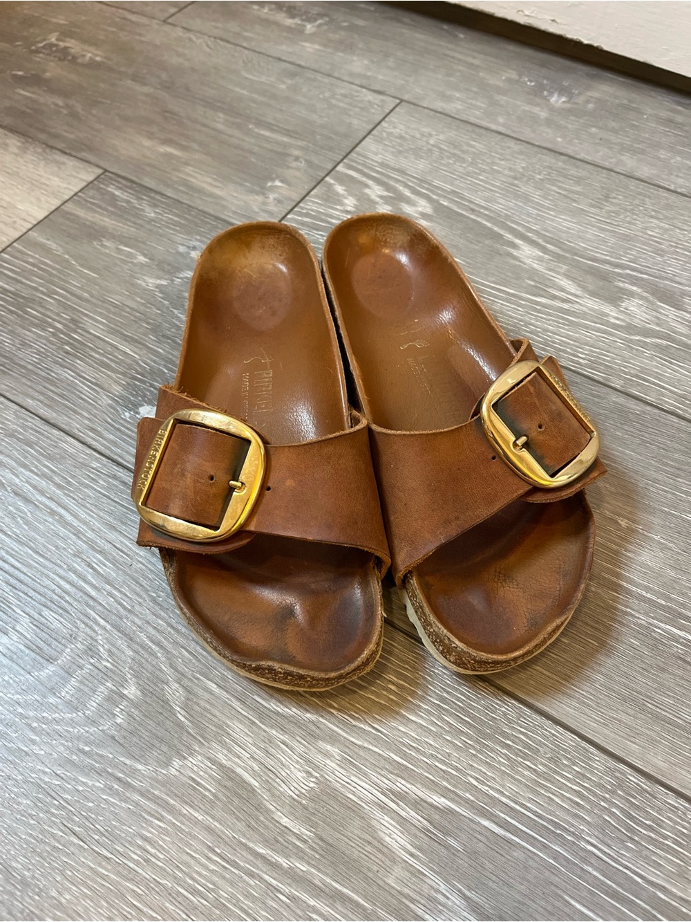 Birkenstock Madrid Big Buckle sandals in cognac oiled leather Size 40 / W 9-9.5 - Picture 2 of 9